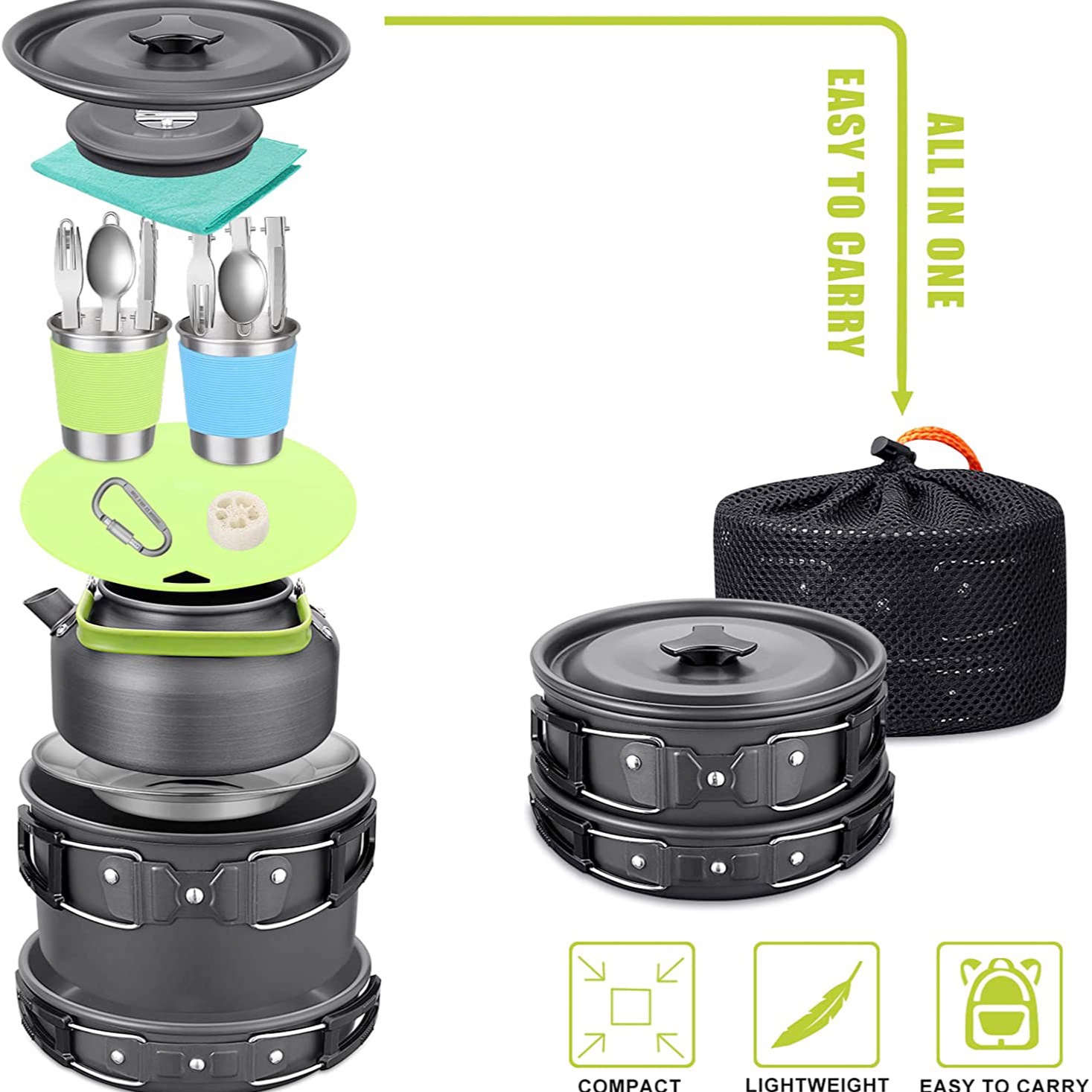Camping Cooking Gear Set - Zestaw do gotowania na kempingu z