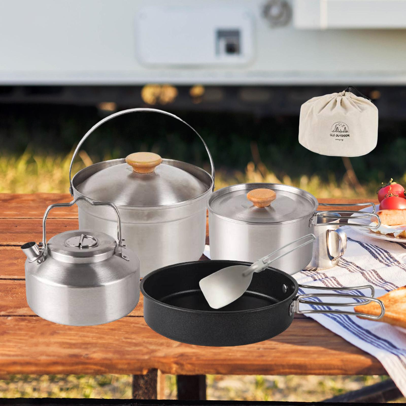 Camping Cooking Gear Set - Naczynia kempingowe, sprzęt kuchenny, przenośna patelnia