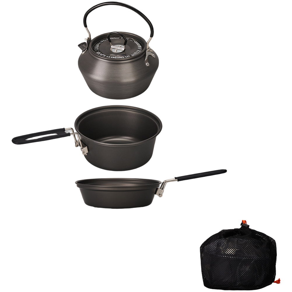 Camping Cooking Gear Set - Lekki aluminiowy zestaw naczyń kempingowych 3-częściowy: