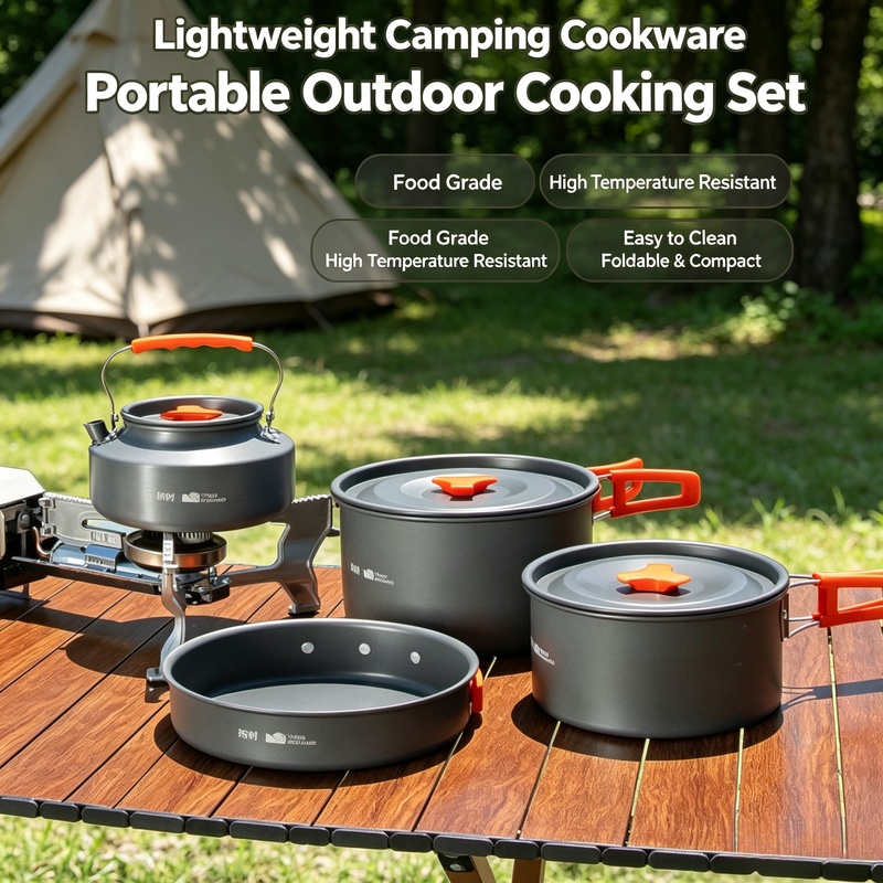 Camping Cooking Books - 10-częściowy ultralekki aluminiowy zestaw naczyń kempingowych
