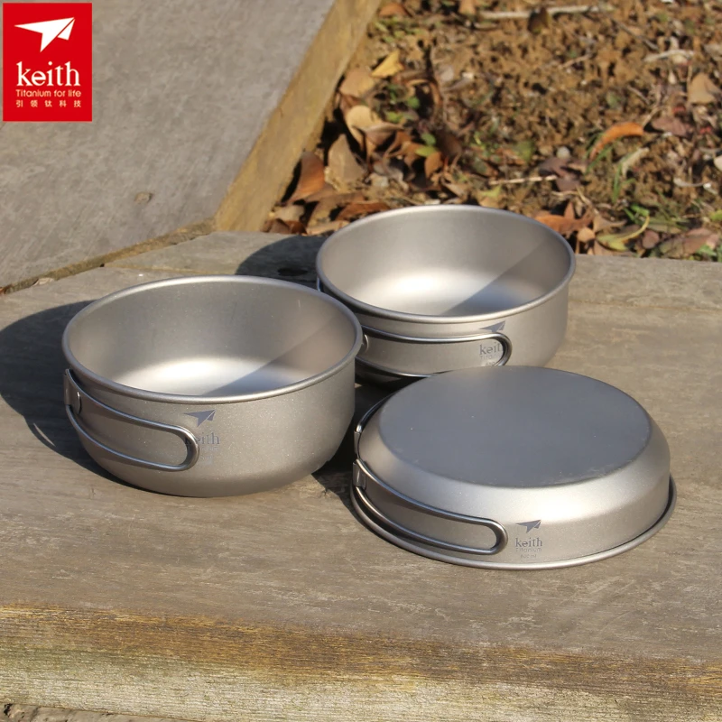 Camping Cooking Books - Keith 3PCS Titanium Cookware Pans Bowls