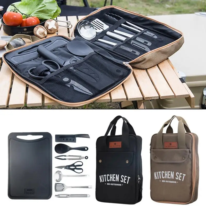 Camping Cooking Gear Set - 8-częściowy zestaw naczyń kuchennych na kemping,