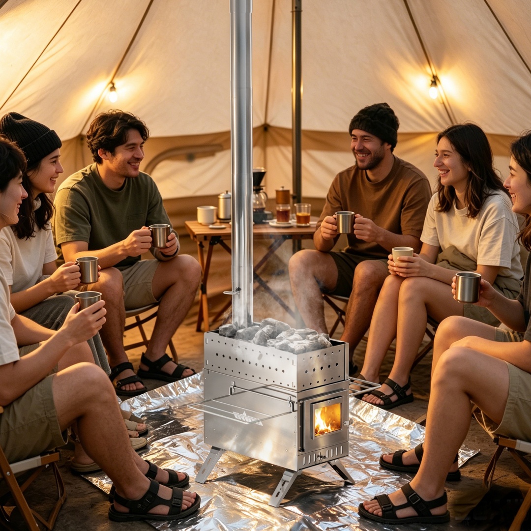 Camping Cooking Tent - Przenośny piec do sauny na drewno,